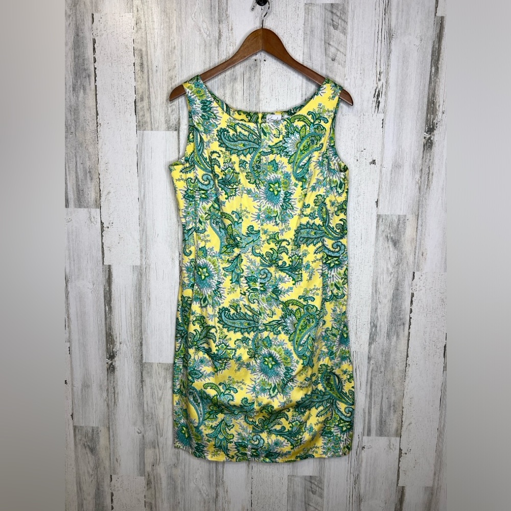 Kim Rogers Women's Floral Paisley Shift Dress Yellow Blue Size XL
